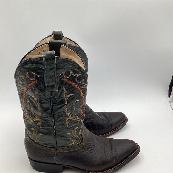 Vintage Western Cowboy Boots Brown Leather‎ Size 5.5 Unisex main image 12